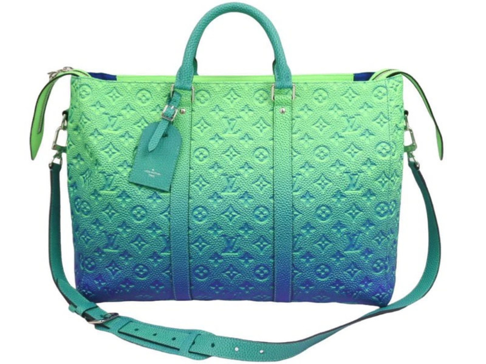 Louis Vuitton Taurillon Illusion Keepall Tote green to blue gradient embossed